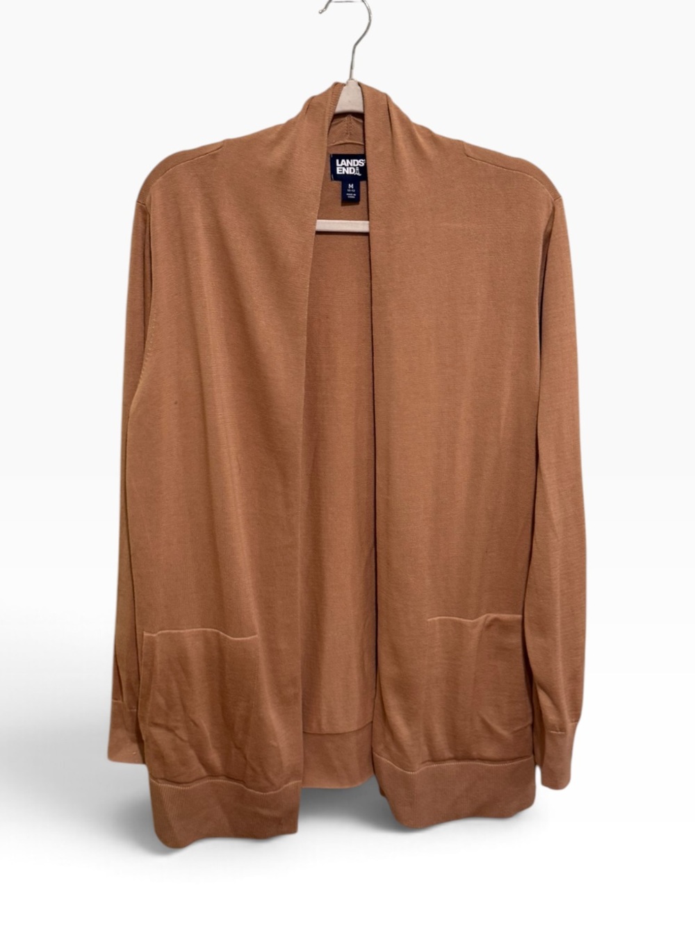 NWOT Lands' End 100% Cotton Open-Front Cardigan - Camel